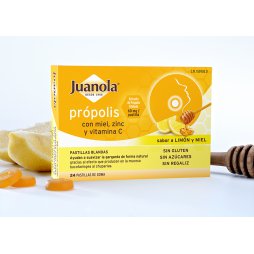 Juanola Propolis Miel/Zinc/Vit. C sabor Limón/Miel 24uds